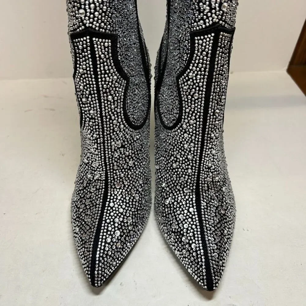 INC Womens 5.5 M Pewter Iresa Rhinestone Over The Knee Western Boots DISPLAY QH5